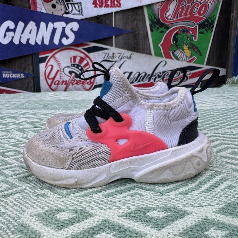 Size7c‎ - Nike BQ4004-101 React Presto Wht Hyper Pink Photo Blue Toddler